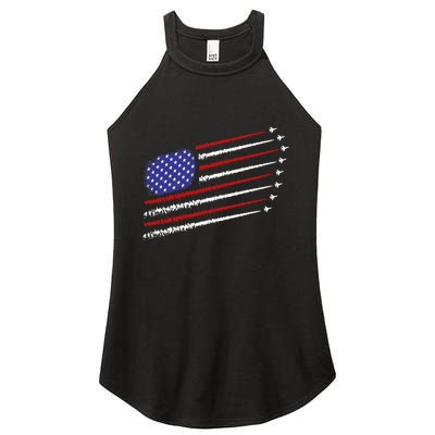 Fighter Jets With Usa American Flag 4th Of July Celebration Women's Perfect Tri Rocker Tank