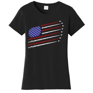 Fighter Jets With Usa American Flag 4th Of July Celebration Women's T-Shirt