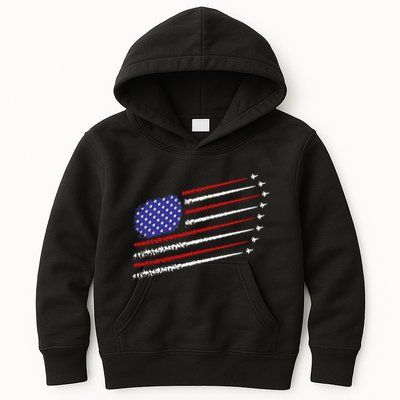 Fighter Jets With Usa American Flag 4th Of July Celebration Kids Hoodie
