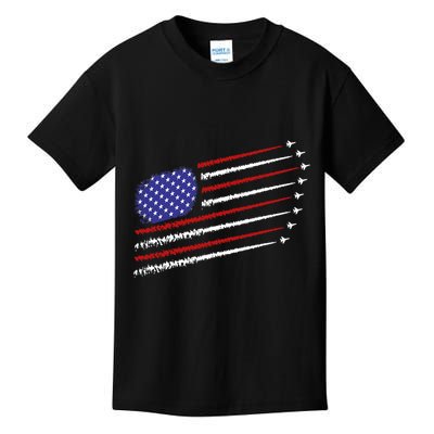 Fighter Jets With Usa American Flag 4th Of July Celebration Kids T-Shirt
