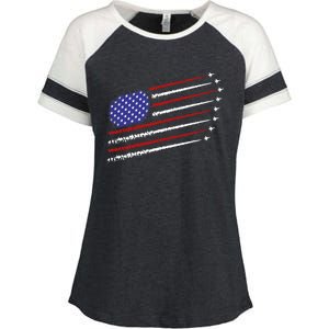 Fighter Jets With Usa American Flag 4th Of July Celebration Enza Ladies Jersey Colorblock Tee