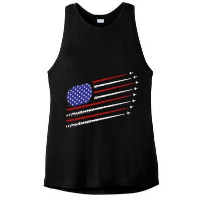 Fighter Jets With USA American Flag 4th Of July Celebration Ladies PosiCharge Tri-Blend Wicking Tank