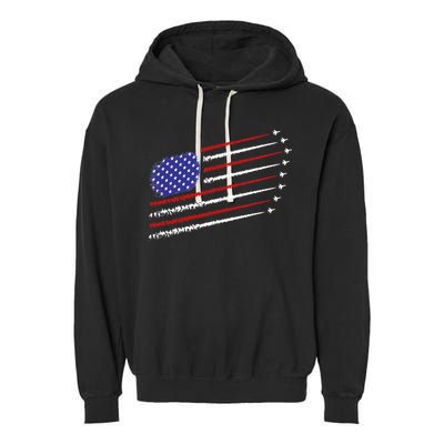 Fighter Jets With USA American Flag 4th Of July Celebration Garment-Dyed Fleece Hoodie
