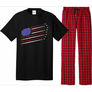 Fighter Jets With USA American Flag 4th Of July Celebration Pajama Set