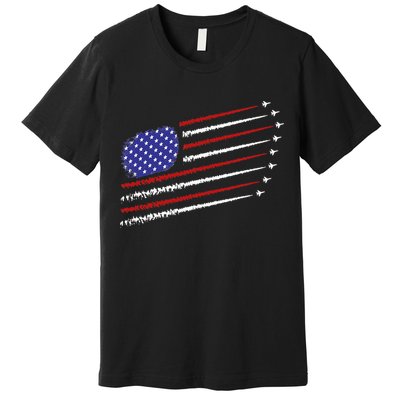 Fighter Jets With USA American Flag 4th Of July Celebration Premium T-Shirt