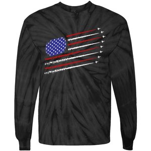 Fighter Jets With USA American Flag 4th Of July Celebration Tie-Dye Long Sleeve Shirt