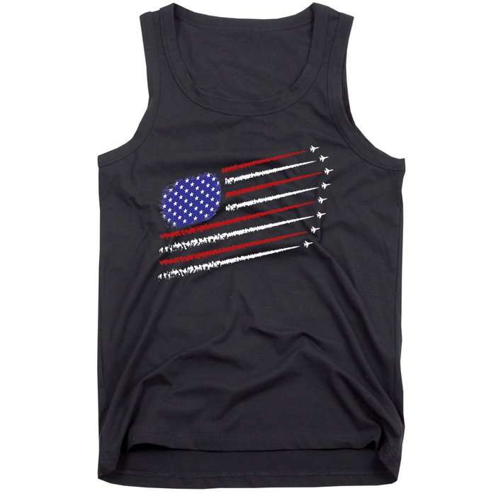 Fighter Jets With USA American Flag 4th Of July Celebration Tank Top