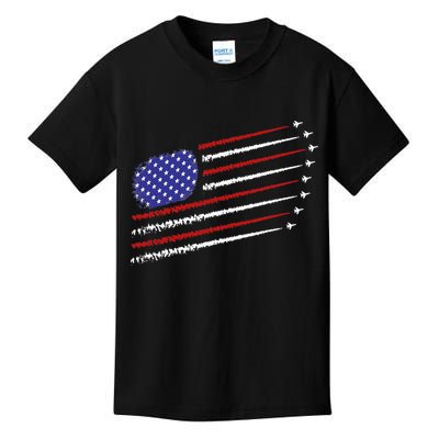 Fighter Jets With USA American Flag 4th Of July Celebration Kids T-Shirt