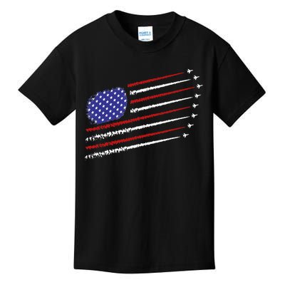 Fighter Jets With USA American Flag 4th Of July Celebration Kids T-Shirt