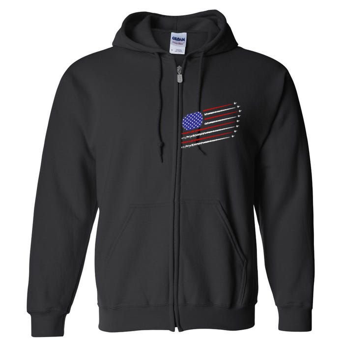 Fighter Jets With USA American Flag 4th Of July Celebration Full Zip Hoodie