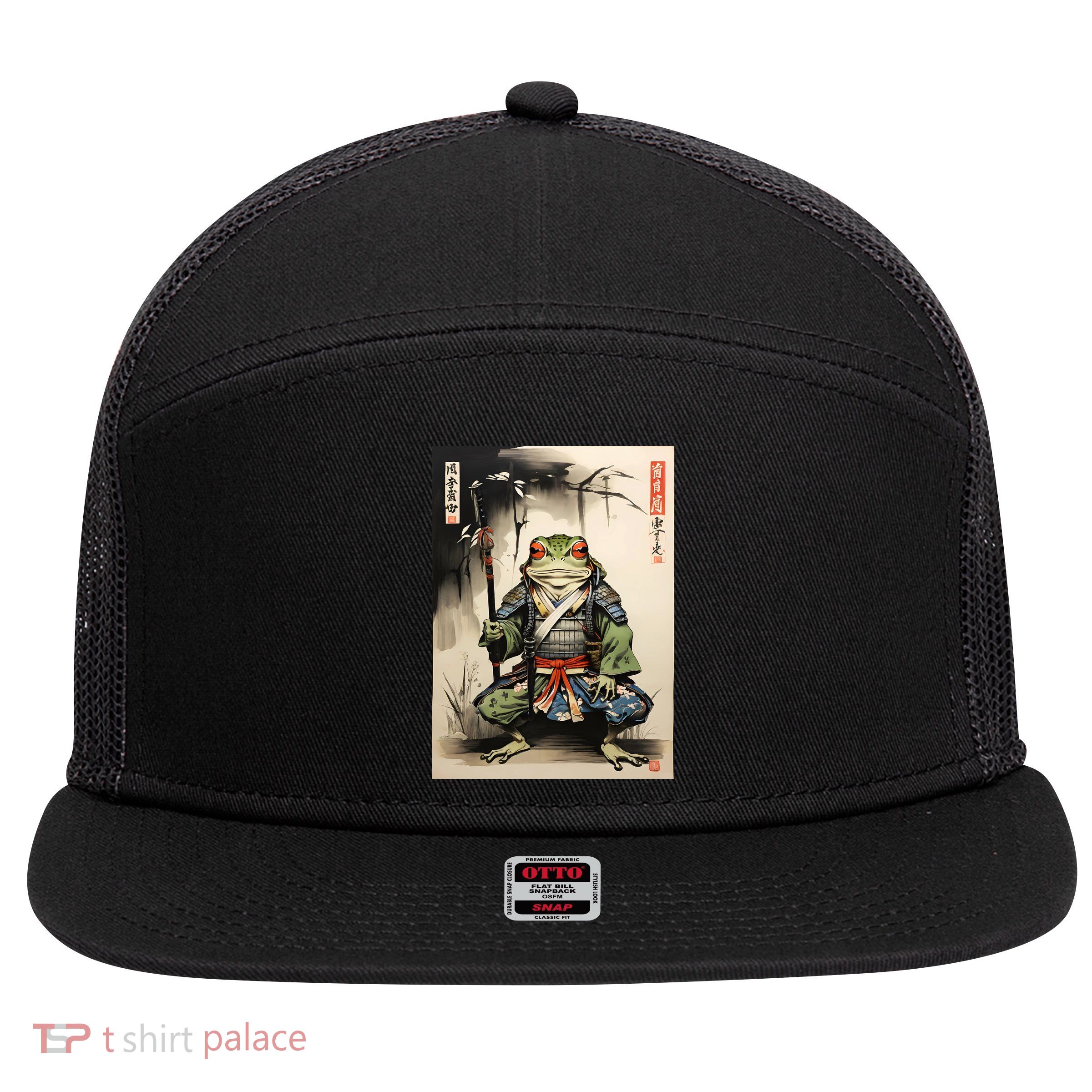 Frog Japanese Woodblock 7 Panel Mesh Trucker Snapback Hat