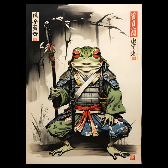 Frog Japanese Woodblock Flexfit Unipanel Trucker Cap