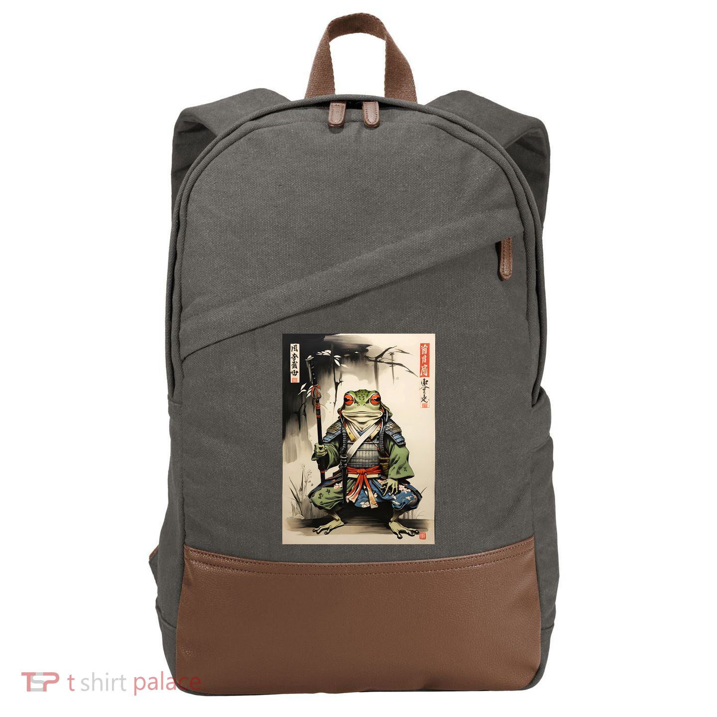 Frog Japanese Woodblock Cotton Canvas Backpack