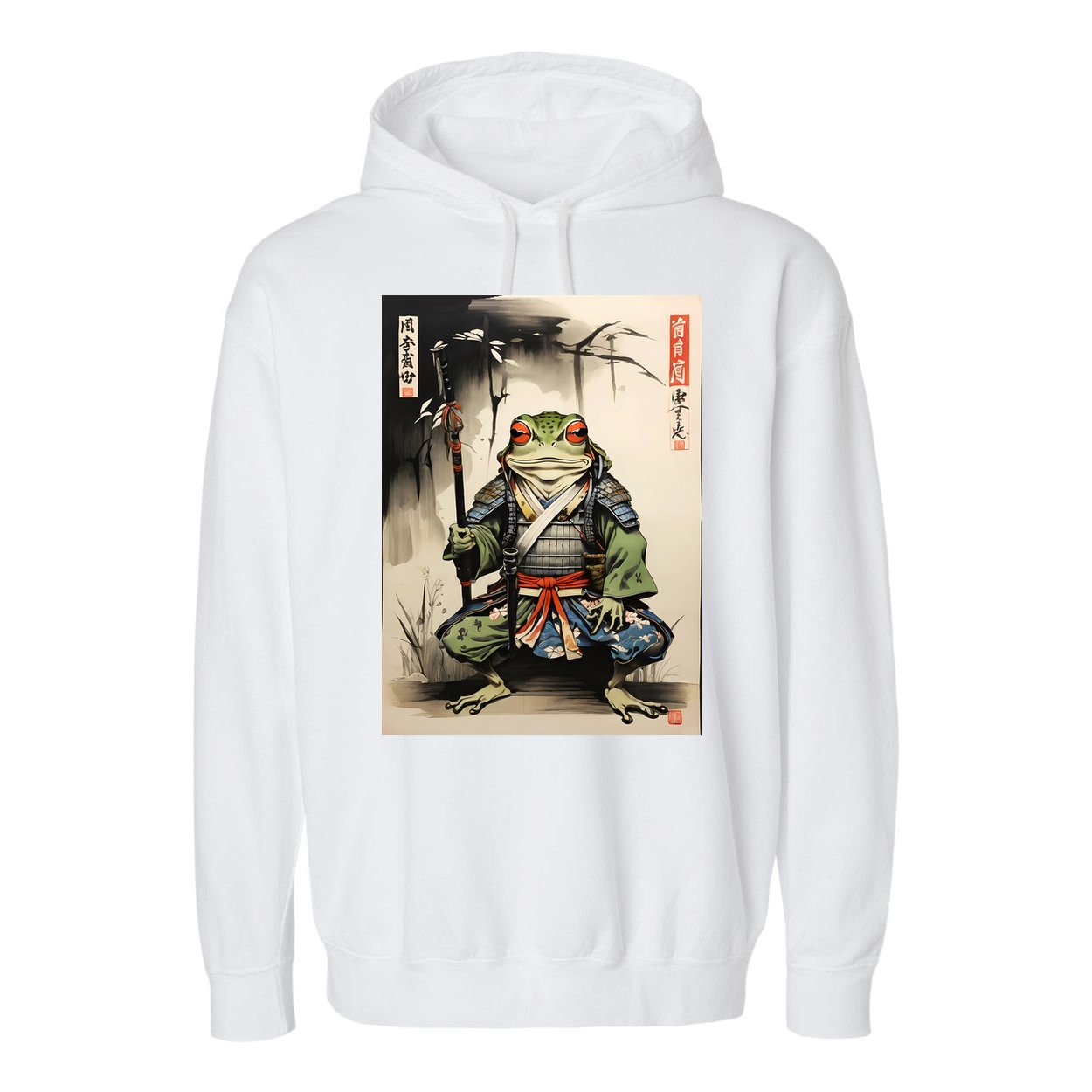 Frog Japanese Woodblock Garment-Dyed Fleece Hoodie
