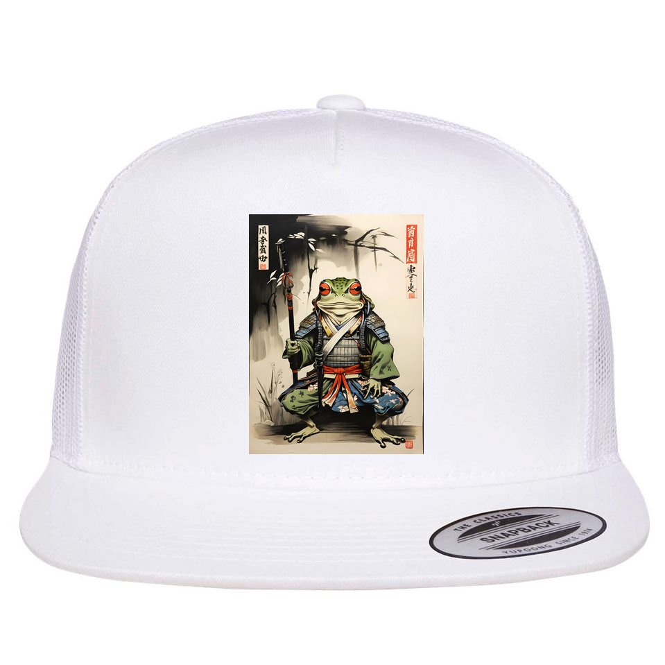 Frog Japanese Woodblock Flat Bill Trucker Hat