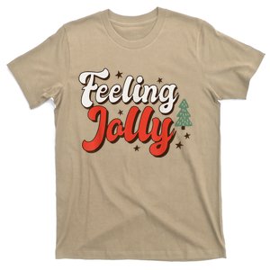 Feeling Jolly Xmas Groovy Vibes Family Christmas Tree Pajama T-Shirt