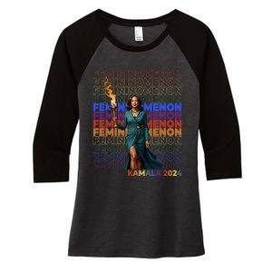 Femininomenon Kamala 2024 Women's Tri-Blend 3/4-Sleeve Raglan Shirt