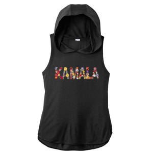 Floral Kamala 2024 Feminine First Female President Ladies PosiCharge Tri-Blend Wicking Draft Hoodie Tank