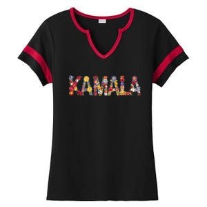 Floral Kamala 2024 Feminine First Female President Ladies Halftime Notch Neck Tee