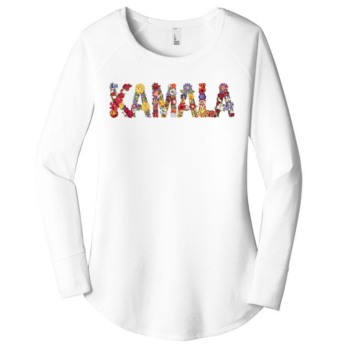 Floral Kamala 2024 Feminine First Female President Women's Perfect Tri Tunic Long Sleeve Shirt