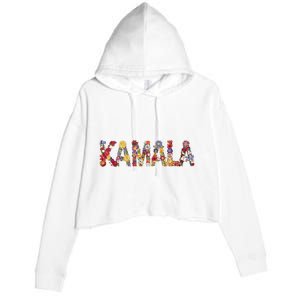 Floral Kamala 2024 Feminine First Female President Crop Fleece Hoodie