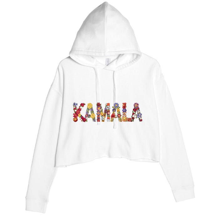 Floral Kamala 2024 Feminine First Female President Crop Fleece Hoodie