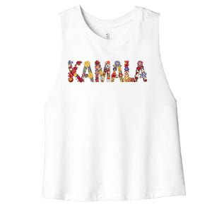 Floral Kamala 2024 Feminine First Female President Women's Racerback Cropped Tank