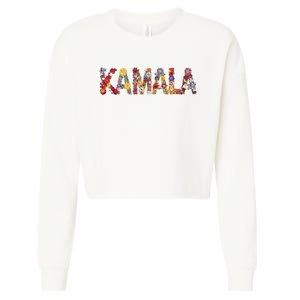 Floral Kamala 2024 Feminine First Female President Cropped Pullover Crew