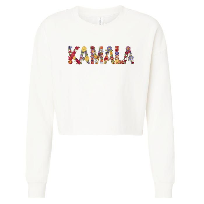 Floral Kamala 2024 Feminine First Female President Cropped Pullover Crew