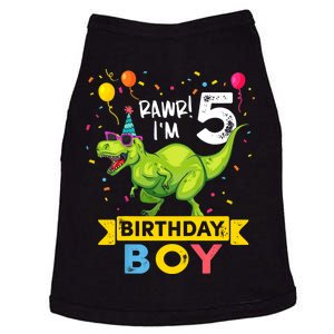 Funny Kids 5 Year Old Gift 5th Birthday Boy T Rex Dinosaur Gift Doggie Tank