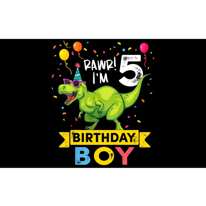 Funny Kids 5 Year Old Gift 5th Birthday Boy T Rex Dinosaur Gift Bumper Sticker