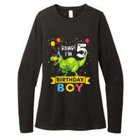 Funny Kids 5 Year Old Gift 5th Birthday Boy T Rex Dinosaur Gift Womens CVC Long Sleeve Shirt