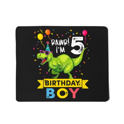 Funny Kids 5 Year Old Gift 5th Birthday Boy T Rex Dinosaur Gift Mousepad