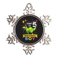 Funny Kids 5 Year Old Gift 5th Birthday Boy T Rex Dinosaur Gift Metallic Star Ornament