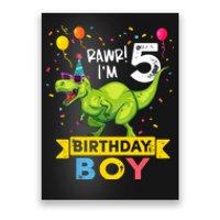 Funny Kids 5 Year Old Gift 5th Birthday Boy T Rex Dinosaur Gift Poster