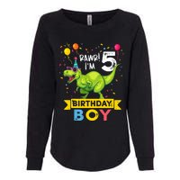 Funny Kids 5 Year Old Gift 5th Birthday Boy T Rex Dinosaur Gift Womens California Wash Sweatshirt