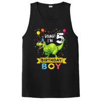 Funny Kids 5 Year Old Gift 5th Birthday Boy T Rex Dinosaur Gift PosiCharge Competitor Tank