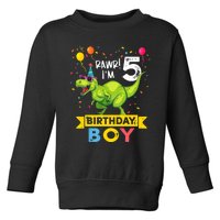 Funny Kids 5 Year Old Gift 5th Birthday Boy T Rex Dinosaur Gift Toddler Sweatshirt