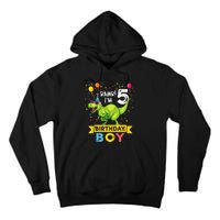 Funny Kids 5 Year Old Gift 5th Birthday Boy T Rex Dinosaur Gift Tall Hoodie