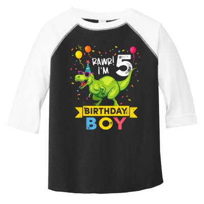 Funny Kids 5 Year Old Gift 5th Birthday Boy T Rex Dinosaur Gift Toddler Fine Jersey T-Shirt