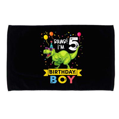 Funny Kids 5 Year Old Gift 5th Birthday Boy T Rex Dinosaur Gift Microfiber Hand Towel