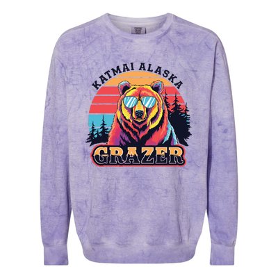 Funny Katmai Alaska Grazer Vintage Fat Bear Week 2024 Colorblast Crewneck Sweatshirt