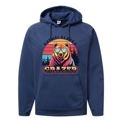 Funny Katmai Alaska Grazer Vintage Fat Bear Week 2024 Performance Fleece Hoodie