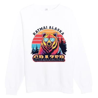 Funny Katmai Alaska Grazer Vintage Fat Bear Week 2024 Premium Crewneck Sweatshirt