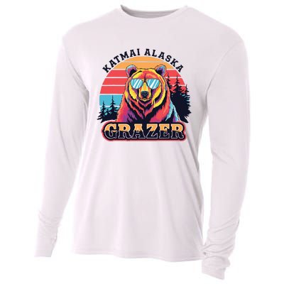 Funny Katmai Alaska Grazer Vintage Fat Bear Week 2024 Cooling Performance Long Sleeve Crew