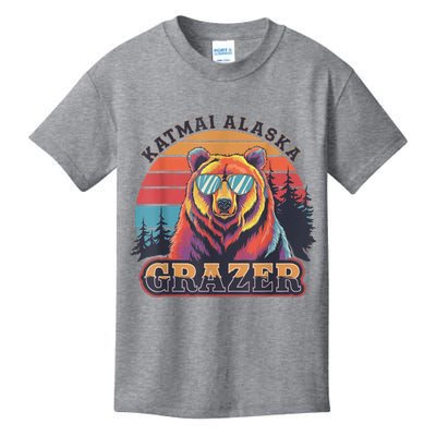 Funny Katmai Alaska Grazer Vintage Fat Bear Week 2024 Kids T-Shirt