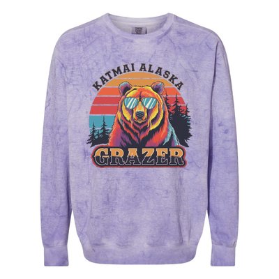 Funny Katmai Alaska Grazer Vintage Fat Bear Week 2024 Colorblast Crewneck Sweatshirt