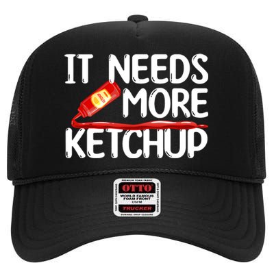 Funny Ketchup Art For Men Women Kids Catsup Condiment Lovers High Crown Mesh Back Trucker Hat