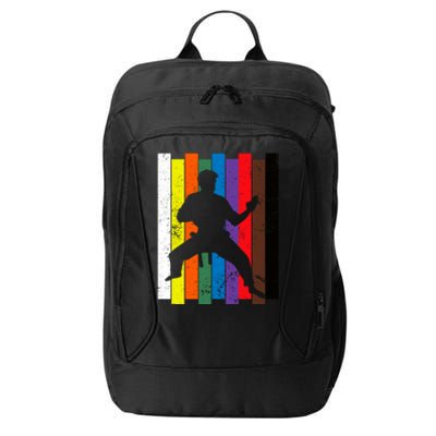 Funny Karate Belt Gift Karate Silhouette Gift Martial Arts City Backpack