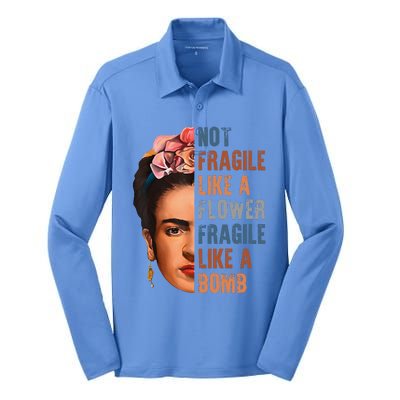 Frida Kahlo Be Like Her Not Fragile Flower Professor Silk Touch Performance Long Sleeve Polo